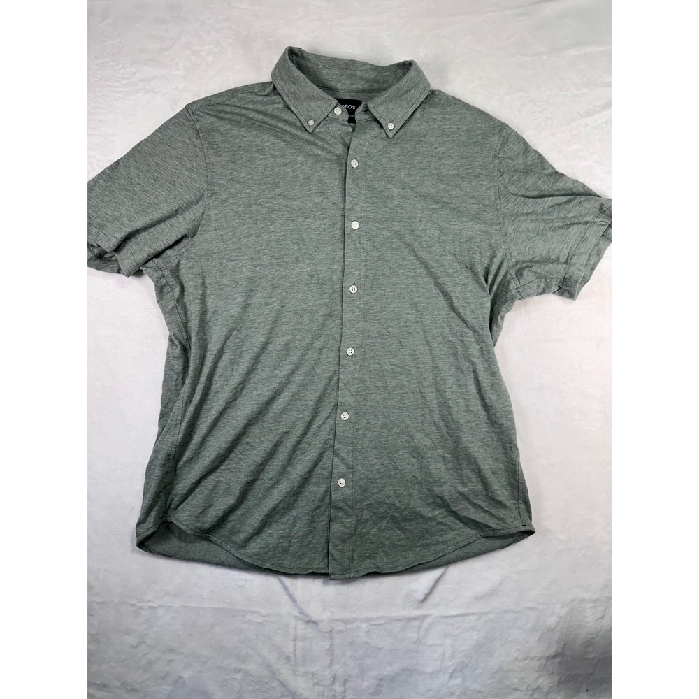 Bonobos Button Down Shirt XL Green Slim Fit Short Sleeve Heathered Mens